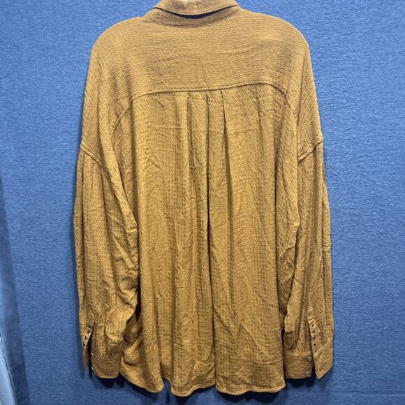 Free People We The Free Solid Hidden Valley Slouchy Oversized Button Down Size L - Picture 3 of 11